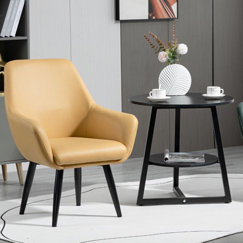 Fixed Back Lounge Chair Solid Color Barrel Chair with Black Legs