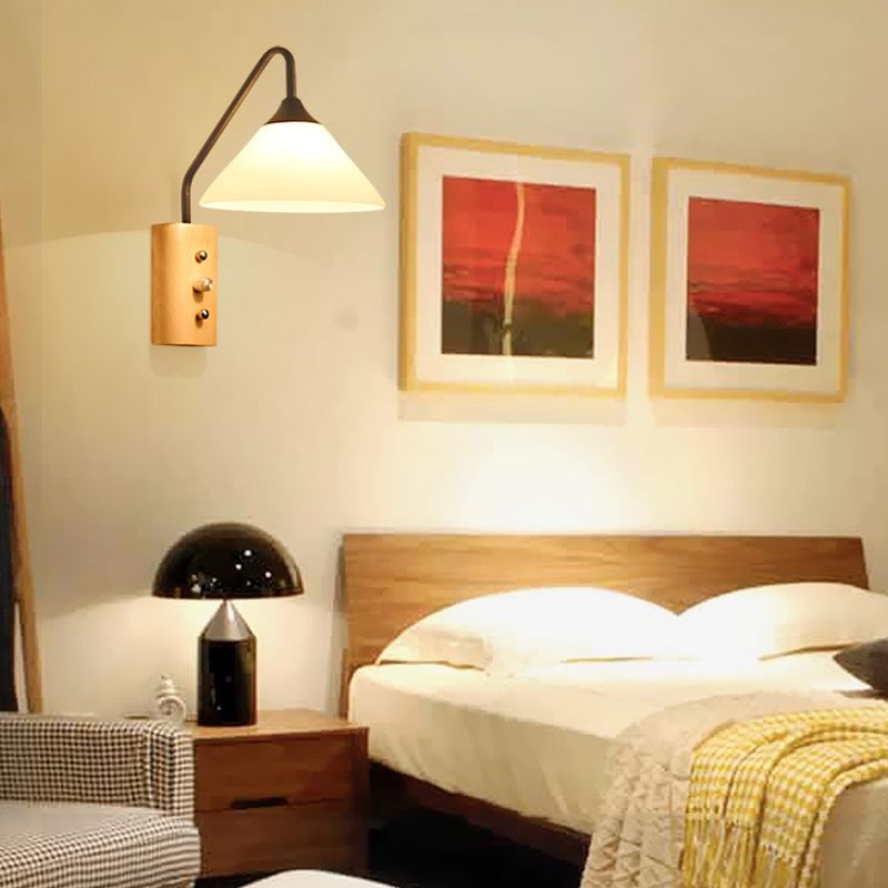 Modern Simplicity Cone Wall Lamps Opal Glass Wall Lighting Fixtures for Restaurant