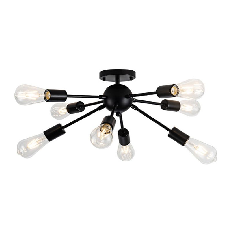Metal Ceiling Mount Chandelier Starburst Industrial Style Semi Flush Mount