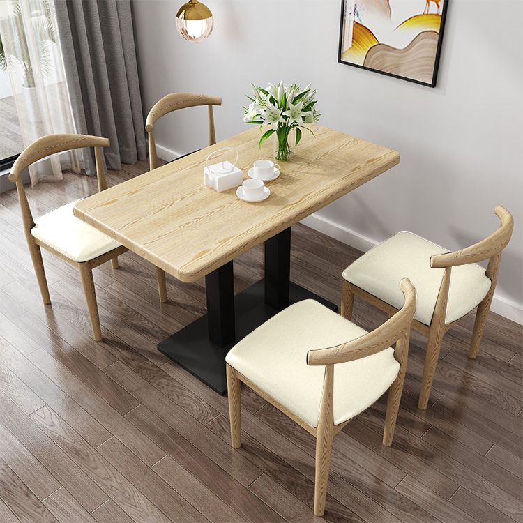 Minimalist Wooden Dining Set Standard Height with Pedestal Base Dining RoomSet for Home Use