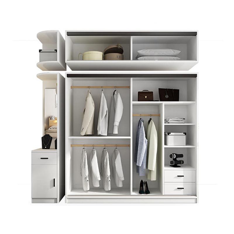 Modern Wardrobe for Home Mirrored Finish Cabinet with Glass Doors