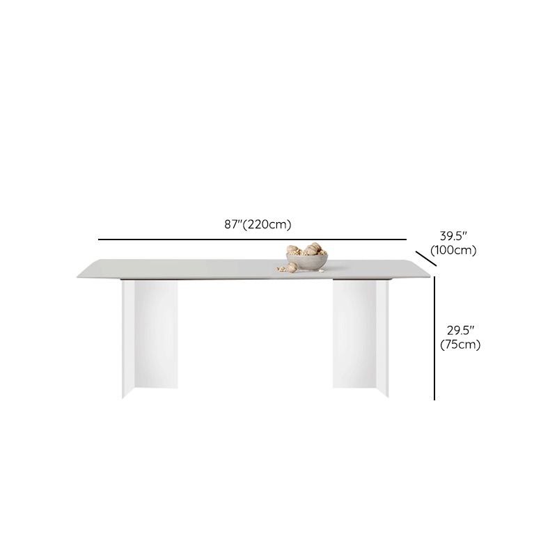Stone Dining Table Modern Table with Double Pedestal Base for Dining Room