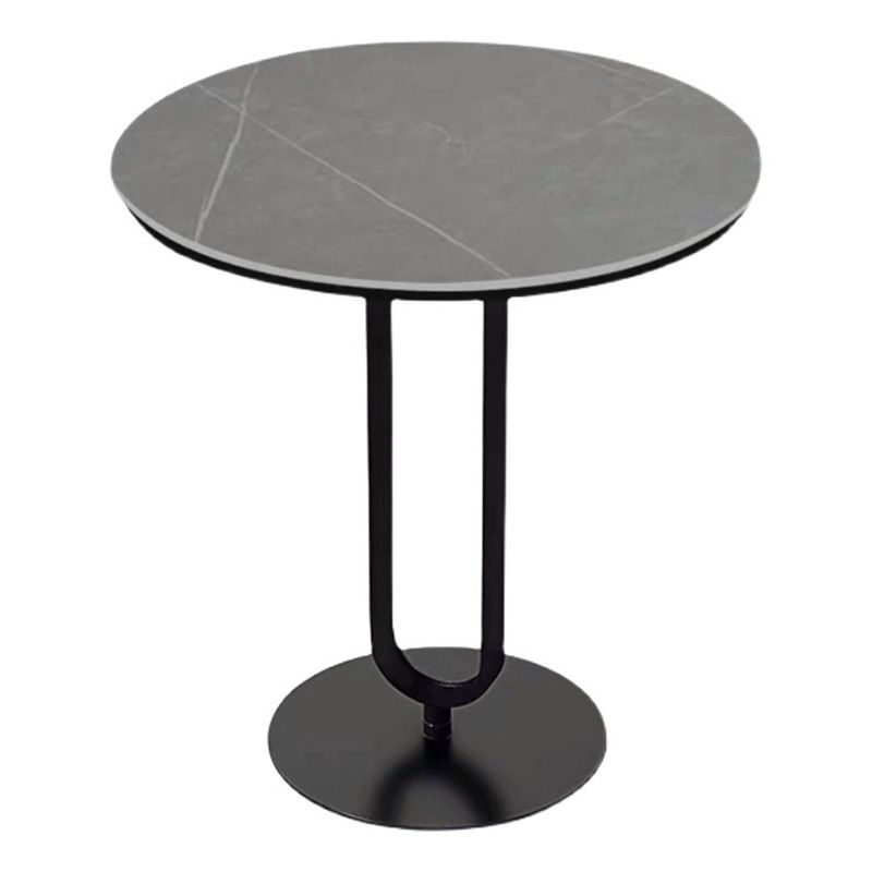 Stone Top Accent Side Table Round Pedestal Living Room Metal Corner Table