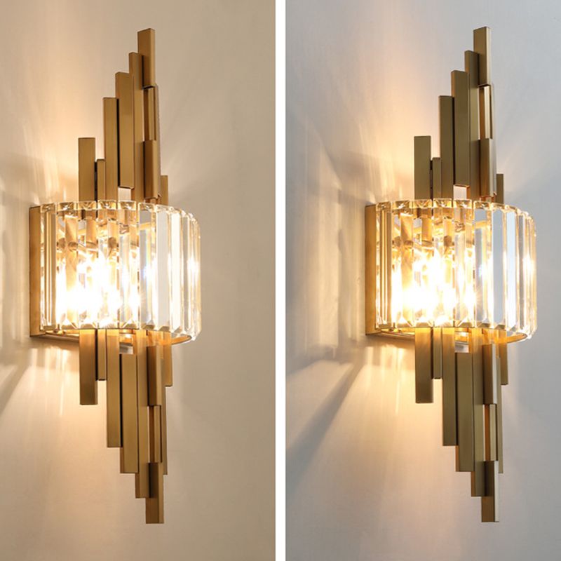 2 luci Lampada da parete in cristallo interno Strisce di metallo in metallo Stripsponi di scarico in oro