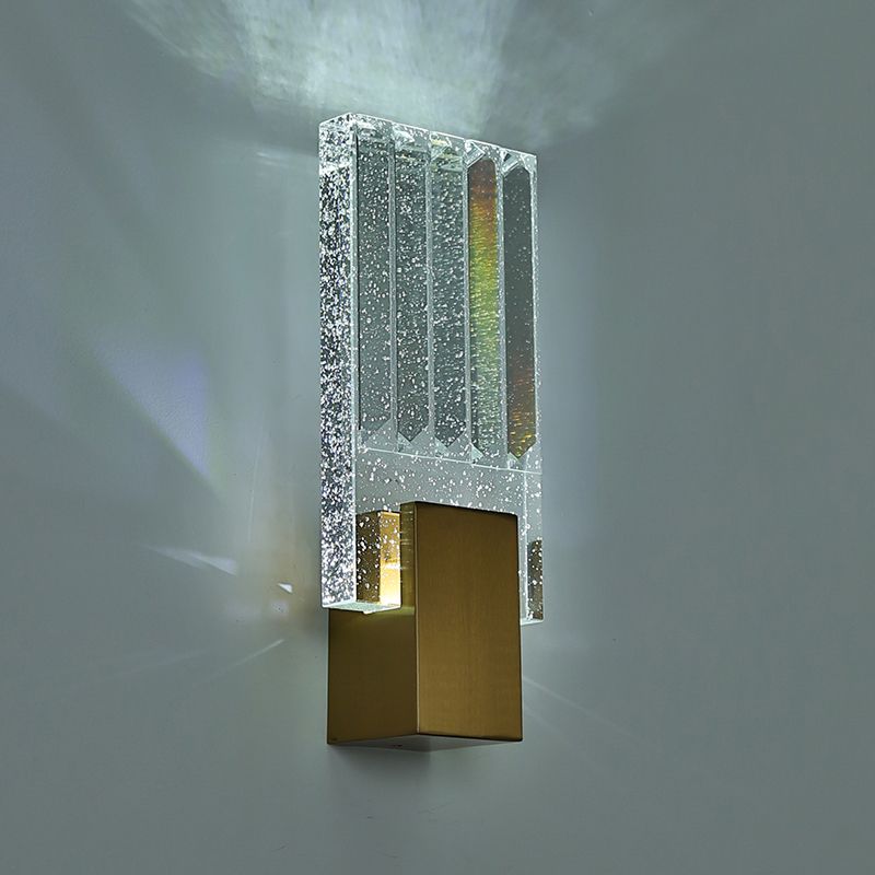 Bobble Crystal Rectangular LED SCONCE Postmodern Brass Wall Lighting per camera da letto