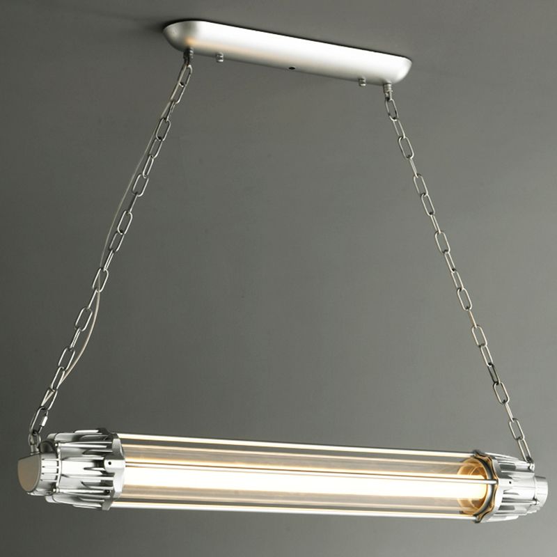 Il ristorante industriale in metallo industriale a ciondolo cilindrico d'isola argento si appese alla luce appesa