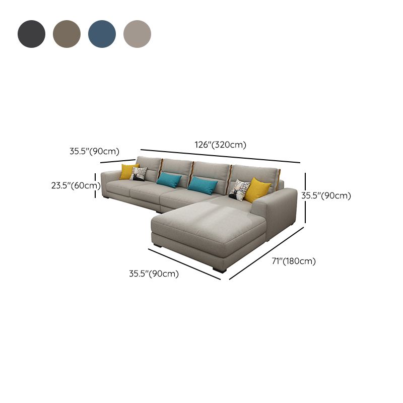 Scandinavian Cotton Blend Square Arm Sofa & Chaise for Living Room