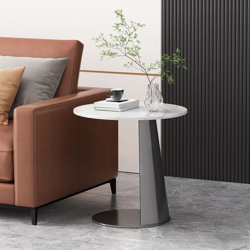 Modern 19.69" Tall Stone End Table Pedestal Side Accent Table