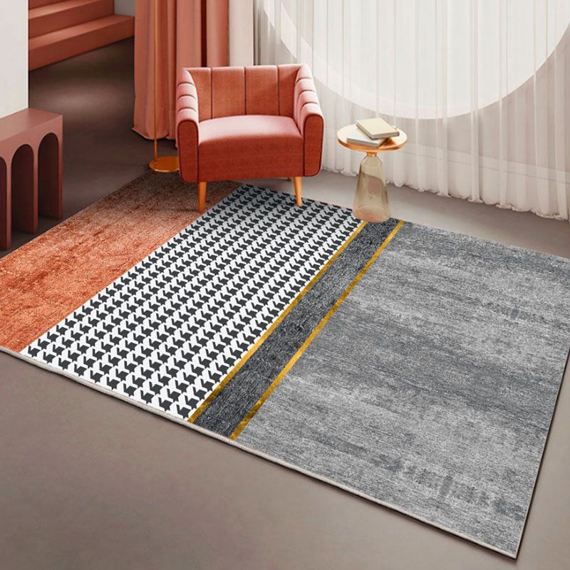 Blue Modern Rug Polyester Striped Area Rug Non-Slip Backing Rug for Living Room
