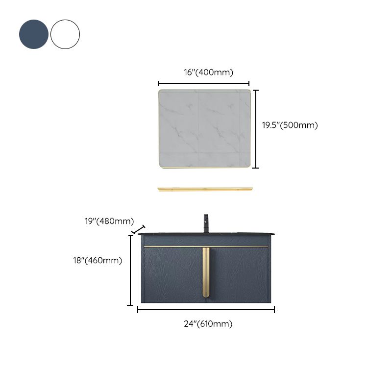 Rectangular Contemporary Bathroom Vanity Set Stainless Steel Sink Cabinet