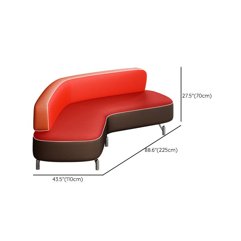 Leather Armless Settee Contemporary Tight Back Curved Sofa for Living Room