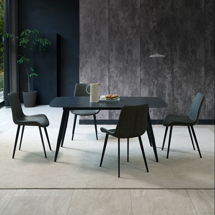 Faux Leather and Metal Side Chair Set Upholstered Side Dining Chairs