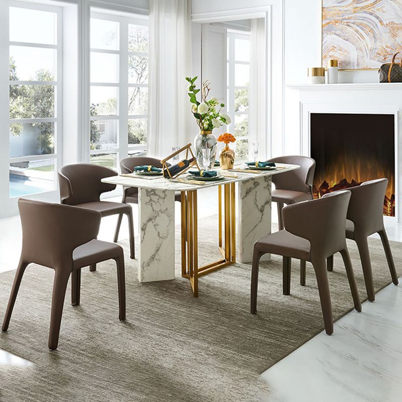 Faux Leather Dining Chair Wingback Side Chair with Upholstered