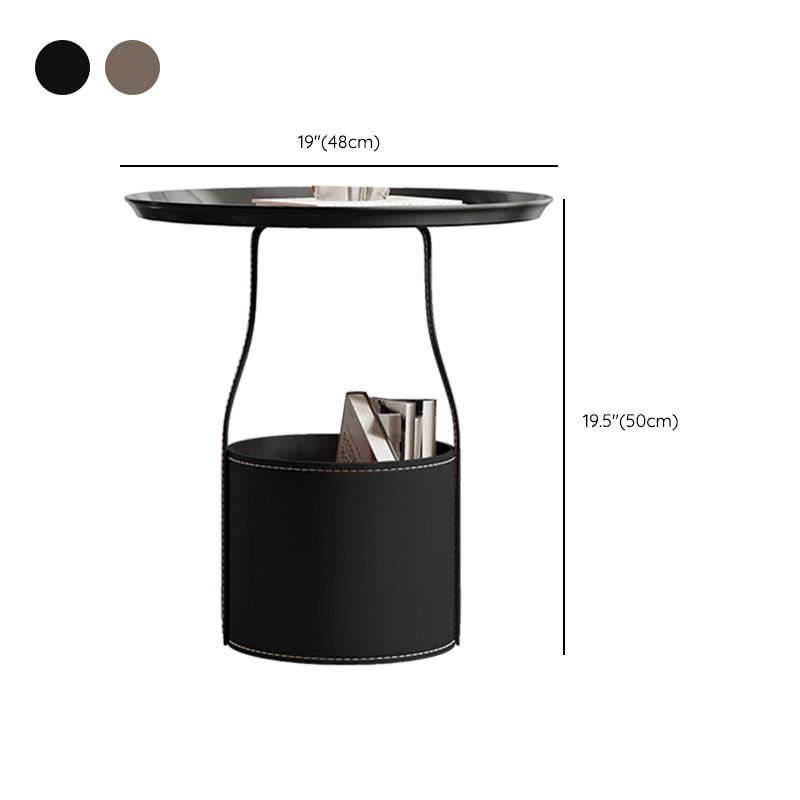 Mid-Century Modern Sofa Side Accent Table with Tray Top for Living Room