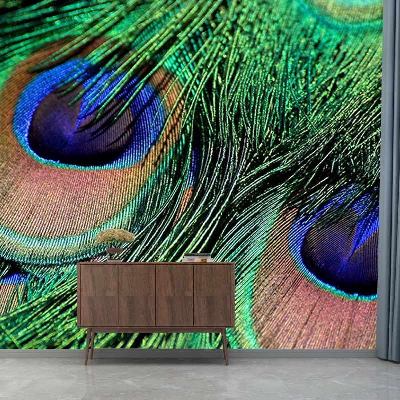 Fashionable Wall Mural Peacock Feather Print Drawing Room Wall Mural