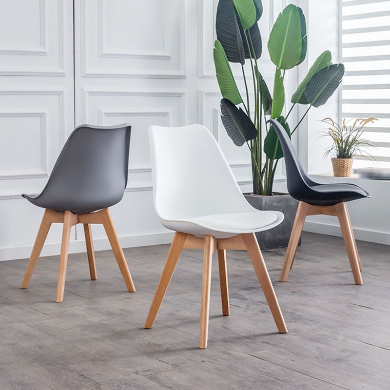 Contemporary Kitchen Chair Dining Armless Chairs with Wooden Legs