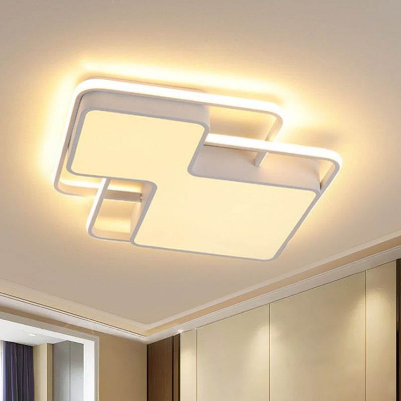 Lampe encastrée à LED géométrique noire/blanche 18"/21,5" W moderne en gel de silice proche du plafonnier en blanc/lumière 3 couleurs