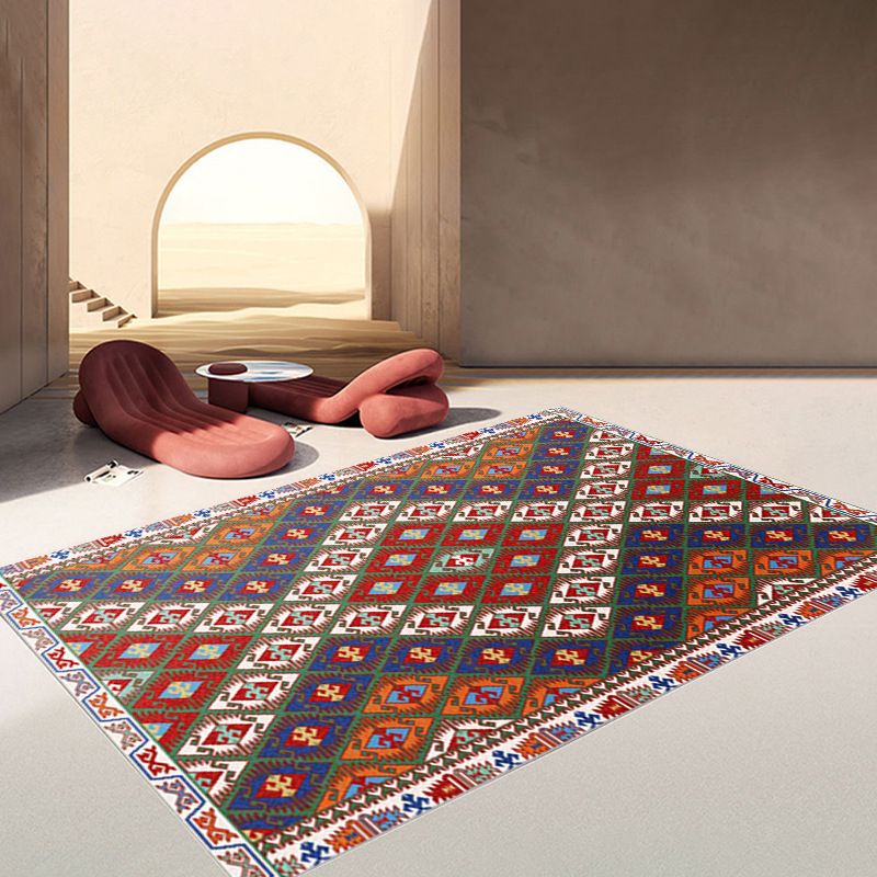 Morocco Living Room Carpet Geometric Pattern Polyester Area Rug Stain Resistant Rug