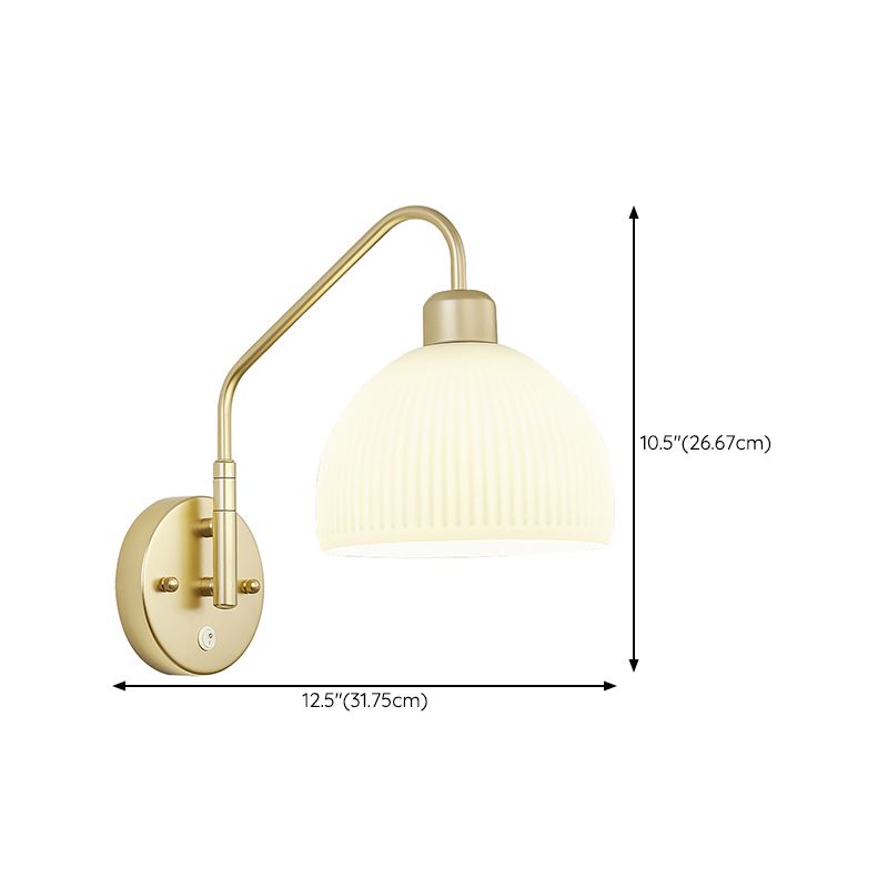 Dome Shape Metal Wall Sconces Modern 1-Light Wall Mount Light Fixture in Gold