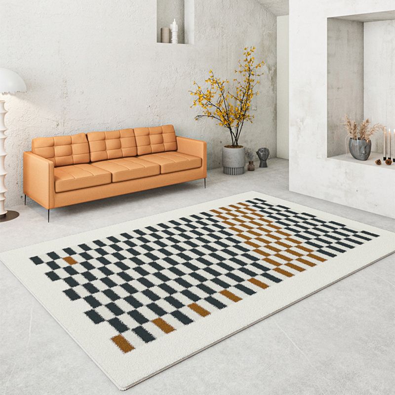 Multicolor Modern Area Carpet Polyester Checkered Indoor Rug Easy Care Carpet for Living Room