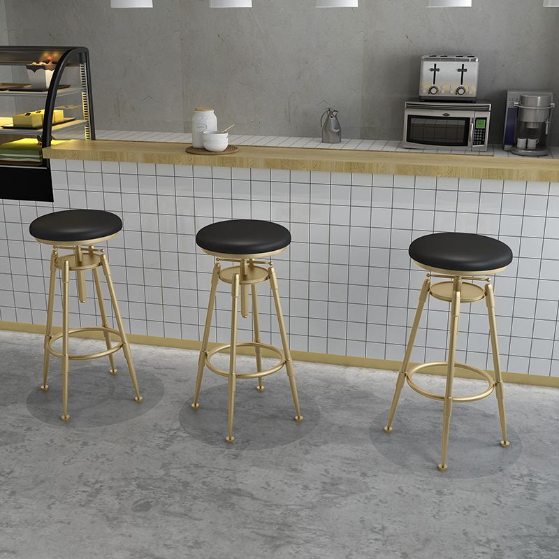 Glam Liftable Rotatable Counter Stool Iron Cafe Bar Stool with Cushion and Pedal