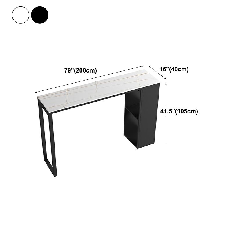 Tavolo da bar per pub per interni in pietra industriale tavolo da pranzo a doppio piedistallo con 2 scaffali