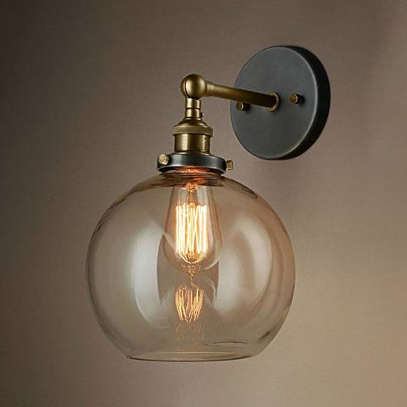 Geometrische Schatten Wandleuchte Industrial Style 1 Lichtglas Wandbeleuchtung in Schwarz