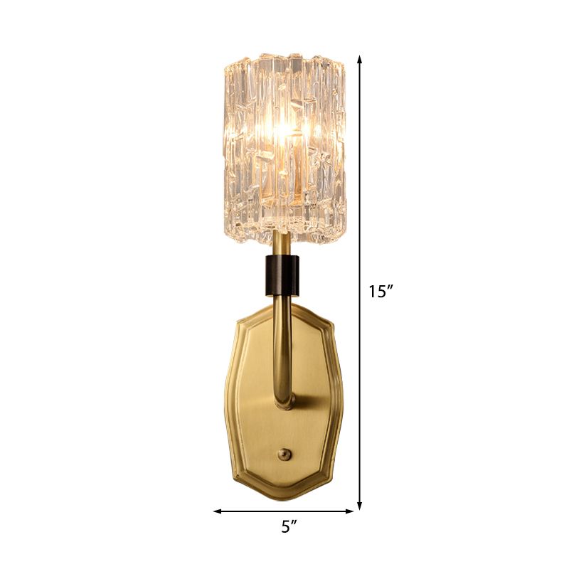Luce da parete da parete a parete da 1/2 luci a parete Modern Modern Brass Sconce Light con briciolo in vetro trasparente