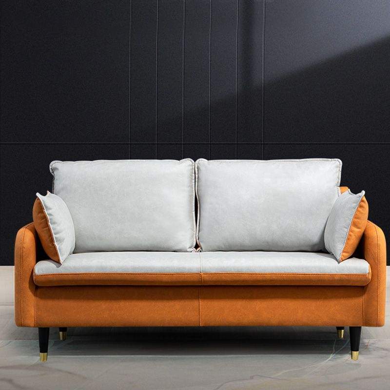 Contemporary Standard Sofa Pillows Square Arm 2 Seater Living Room Settee