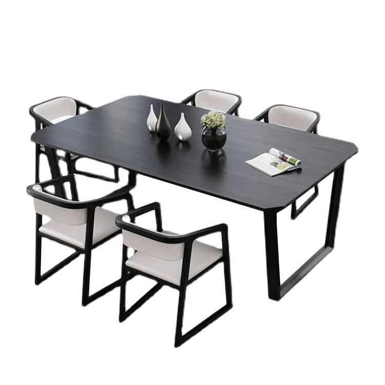 Simplicity Style Dining Table Solid Wood Black Dinette Table for Home and Kitchen