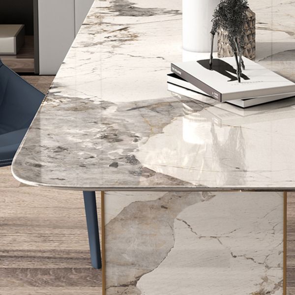 Glam Gesinterde Steengrijze Eettafel Standaard Rechthoekige Eettafel voor Keuken