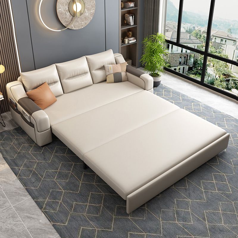 Bonded Leather Sofa Futon Contemporary Futon Sleeper Sofa with Storage