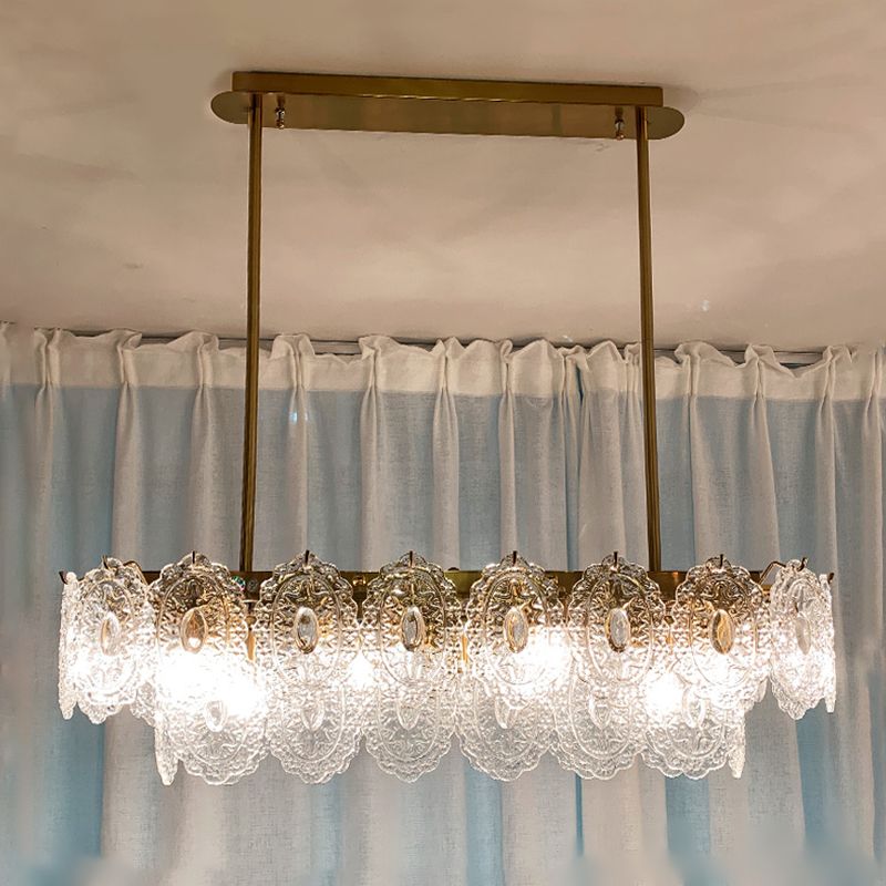 Metal Linear Island Pendant Lights Modern Style Glass Pendant Lighting for Kitchen Island