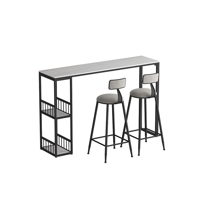 Glam Style 41.3"H Bar Table Marble White Rectangle Top Bistro Table for Living Room