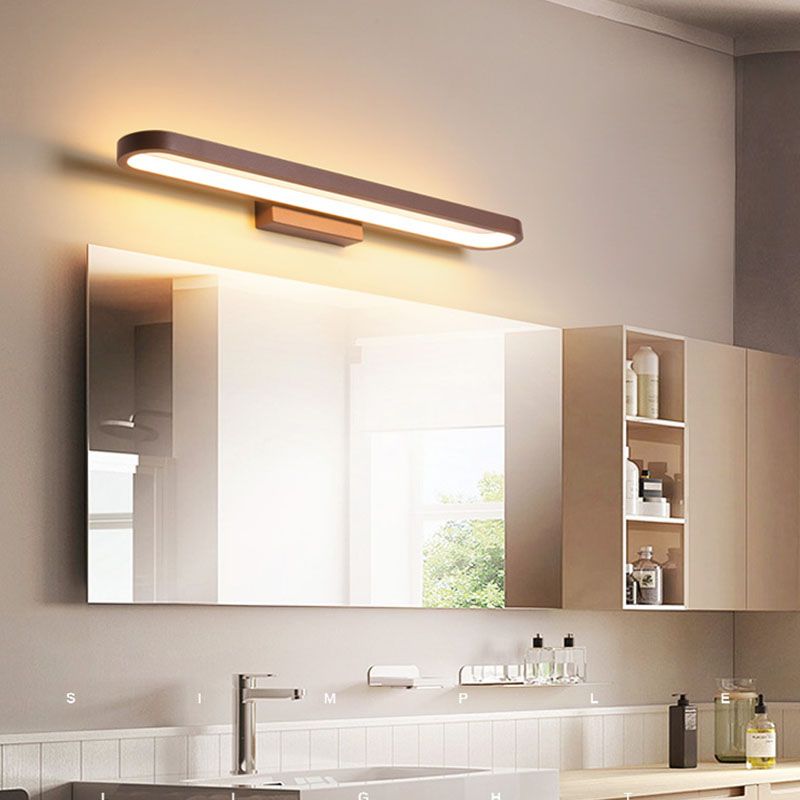 Lineal estilo moderno moderno tocador de tocador 1 luz de espejo LED de luz para el baño en marrón