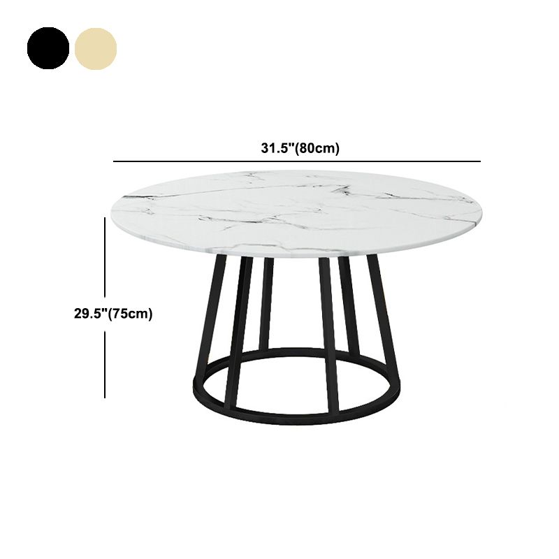 White Stone Top Dining Table Contemporary Dining Table with Pedestal Base