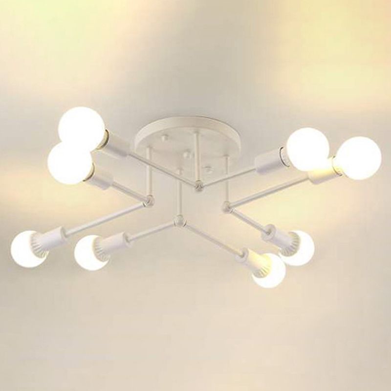 Sputnik Multi Light Ceiling Light Bare Bulb Restaurant Industrial Style Lighting Fixtures in Wrought Iron