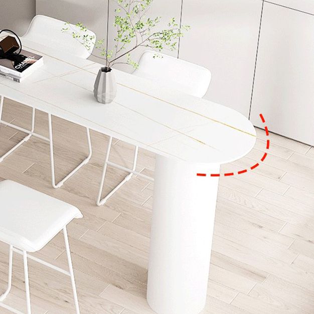 Cafe and Break-room Bistro Accent Dining Table Modern Stone Double Pedestal Counter Table