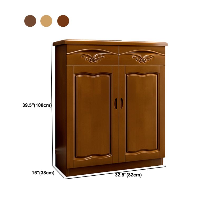 Modern Wood Accent Cabinet Grooves Rectangle Cabinet with Drawer