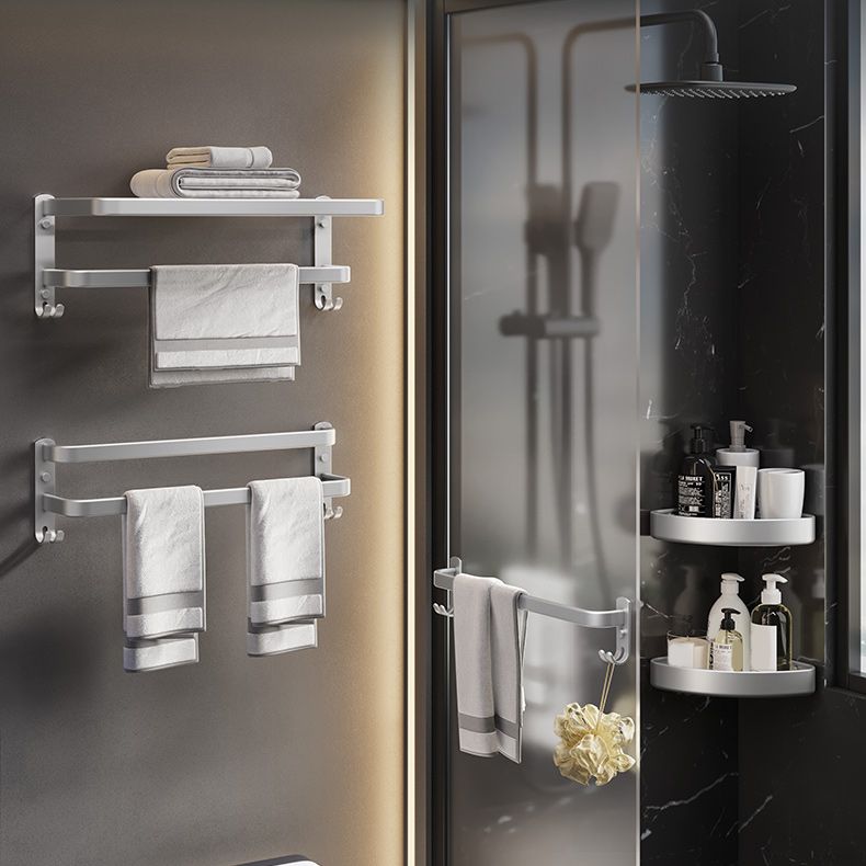 7 Piece Bathroom Accessory Set Modern Aluminum Bathroom Set in Silver