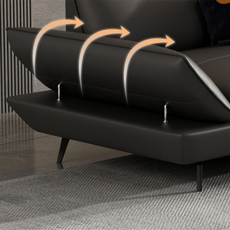 Black Flared Arm Sofa Contemporary Standard Sofa for Living Room