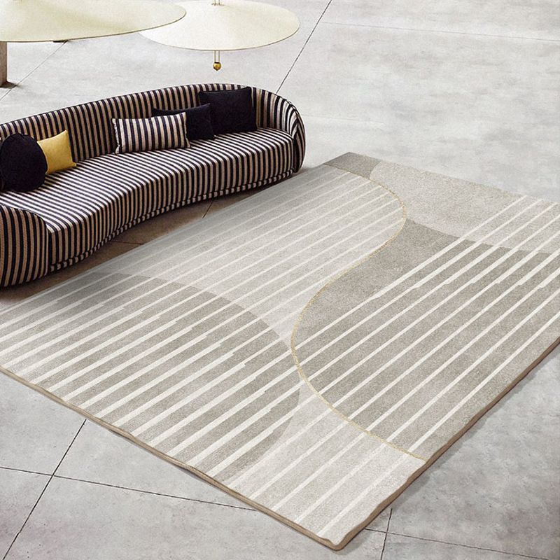 Brown Tone Rug Industrial Style Living Room Carpet Polyester Washable Area Rug