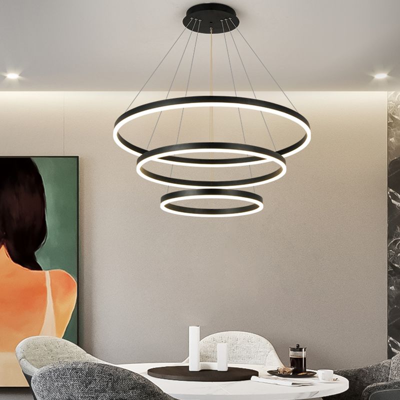 Nordic Layered Chandelier Metal Circle Chandelier Pendant for Living Room