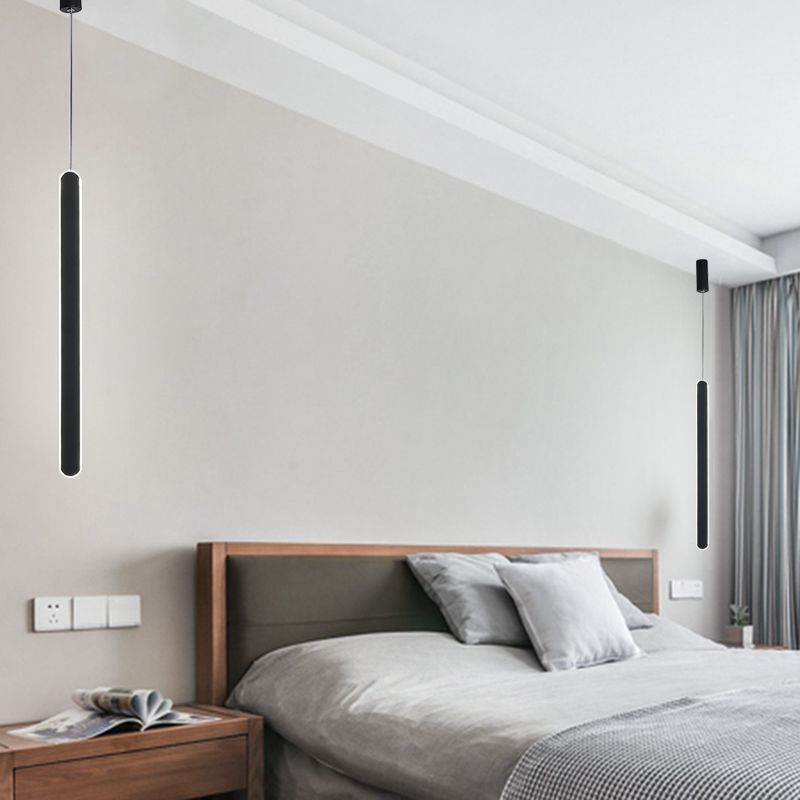 Minimalistische lineare Anhängerbeleuchtung, Acrylschatten um Metallstange hängen Licht