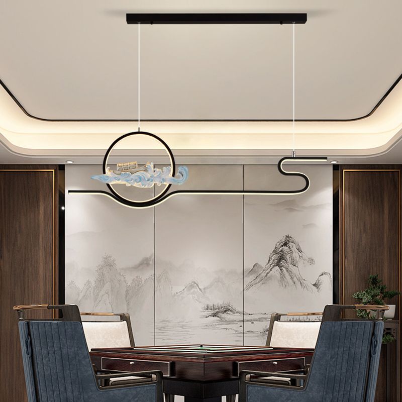 Linear Shape Island Lights Modern Style Metal 2-Light Pendant Light Fixtures