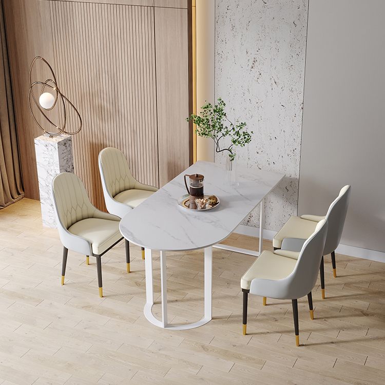Mesa de comedor contemporánea Mesa de piedra sinterizada con base de trineo para cenar