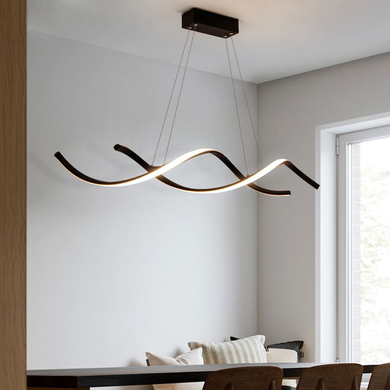 Minimalism Hanging Light Spiral LED Island Light Fixture for Dining Room