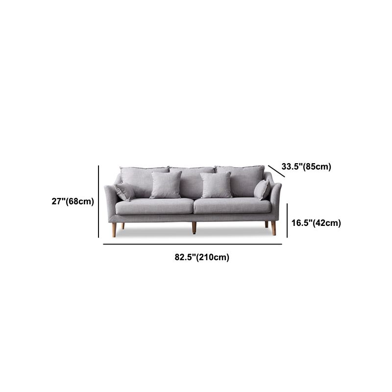 Modern Fabric Stationary Sofa 1/3-seat Flared Arm Sofa in Grey