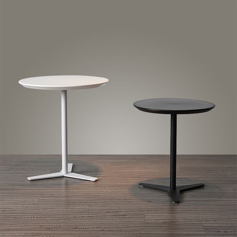 Contemporary Style  Round Wooden Coffee Table Iron Pedestal Base