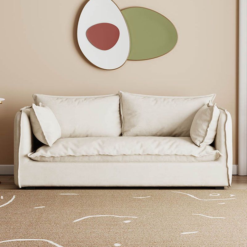 White Stationary Sofa Modern Square Arm Sofa for Living Room
